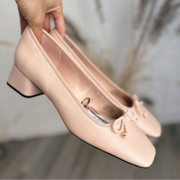 Zara Block Heel Leather Shoes Heels New - Picture 1 of 7